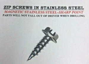(1,000) #8 X 1/2 Hex Self Piercing Sharp point Zip Screw Magnetic 410 Stainless - Picture 1 of 8