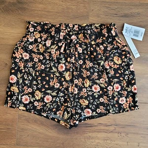 NUEVO JOE B Pantalones Cortos Pequeños Negros Florales Mujeres Juniors Cintura Elástica Bolsillos Con ETIQUETAS - Imagen 1 de 11
