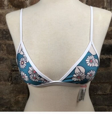 Wildfox шестидесятых цветочный бирюзовый Triagle бикини бюстгальтер верхний размер XS Бесплатная доставка!! - Изображение 1 из 3