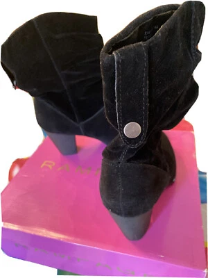 Botas de gamuza negras para mujer talla 8 M nuevas con caja a media pantorrilla hasta la rodilla Foto 1 de 4