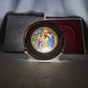THE ADORATION 1988 Stained Glass & Pewter Plate US Historical Society Boxed - Picture 1 of 5