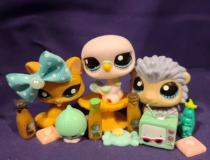 Autentico Littlest Pet Shop 1185 1187 1188 piccione rosa istrico gatto giallo LPS - Foto 1 di 8