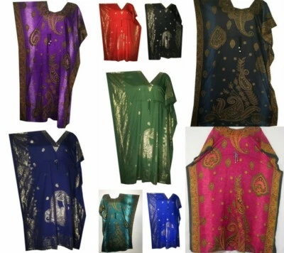 Mujeres Vestido Caftán Caftán Playa Cubierta Hippie Boho Vestido Africano Maxi Talla Única Foto 1 de 2