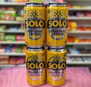 FOUR Cans of SOLO Lemon Citrus Drink 375 ml Australian Import - Picture 1 of 2