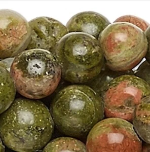 1 Std(50) Natural Unakite Gemstone 8mm Round Beads with 0.5-1.5mm Hole - Picture 1 of 2