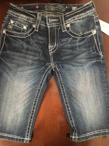 Miss Me Girls Med Blue Shorts Sz 12 YK6377M2 - Picture 1 of 5