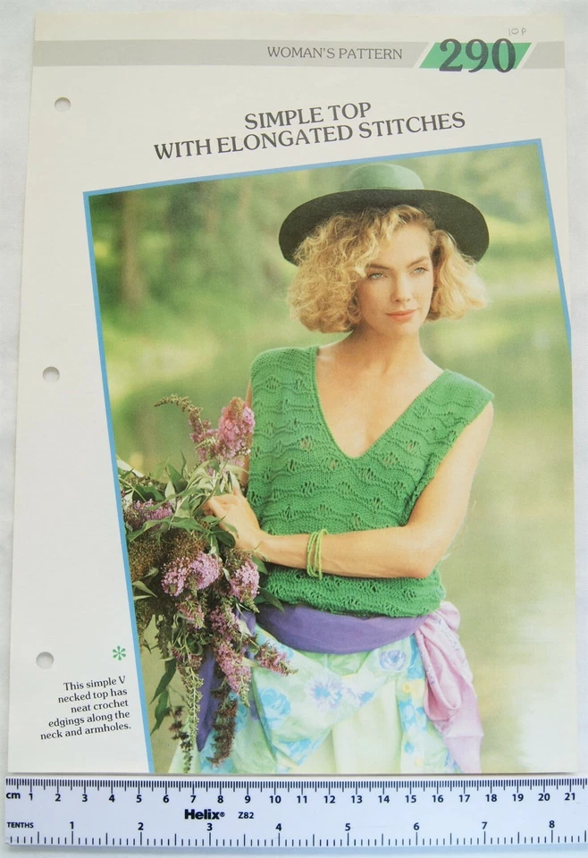 Woman's pattern 290 simple top with elongated stitches, crochet edge, cotton DK - Image 1 of 1