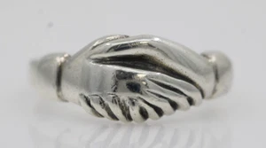 James Avery Sterling Silver Friendship Handshake Ring Size 5.5 - 3.3 Grams - Picture 1 of 13