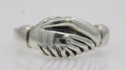 James Avery Sterling Silver Friendship Handshake Ring Size 5.5 - 3.3 Grams - Image 1 of 4