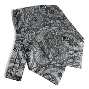 Silver Paisley Jacquard Cravat/Ascot (Handmade) - Picture 1 of 3