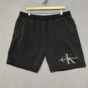 Calvin Klein Jeans Sweat Shorts Men XL Black Logo 9" Inseam - Picture 1 of 9