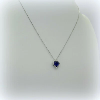 Collana ciondolo cuore blu argento 925 - Immagine 1 di 2