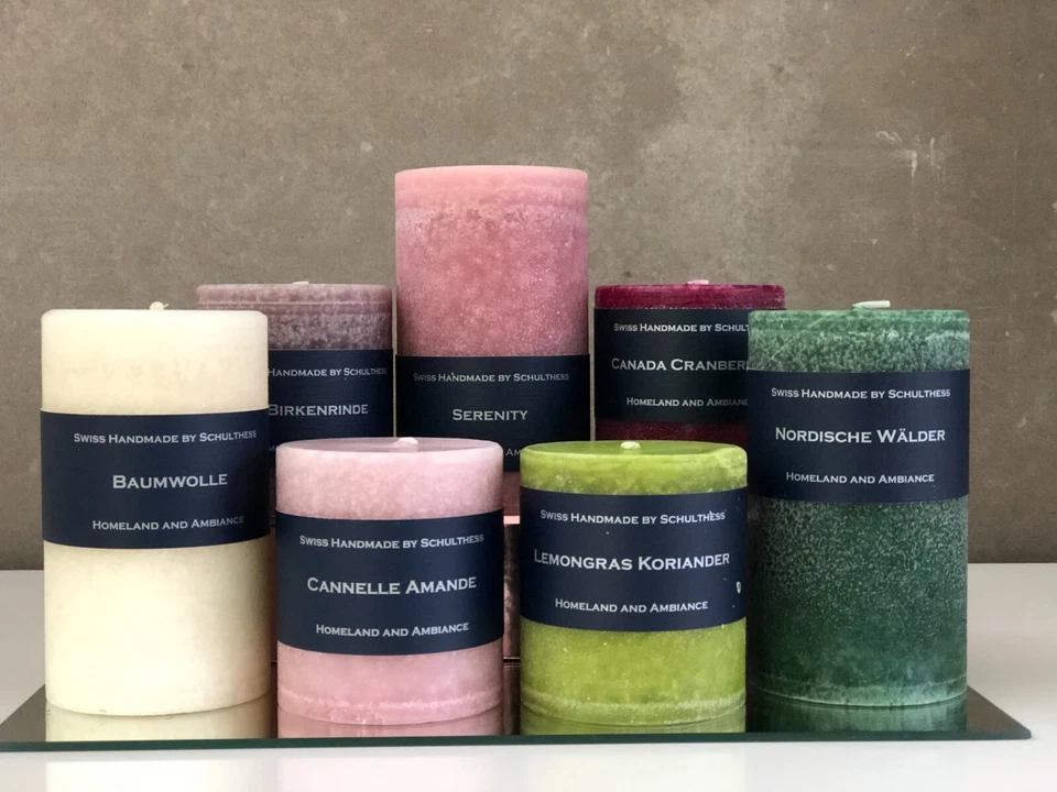 Schulthess Schweizer Duftkerzen, 12 cm hoch, zum Aussuchen, swiss candle design - Bild 1 von 1