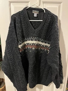 Vintage EMS Eastern Mountain Sports Sweater Irish Wool Mens XL Made in Ireland - Picture 1 of 9
