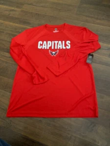 NHL WASHINGTON CAPITALS polyester long sleeve shirt, red, LARGE, New w/tags - Picture 1 of 1