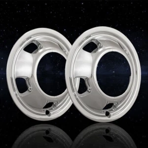 17" Chrome 2 Front Simulators Wheel PAIR for DODGE RAM 3500 Dual Skins Liners - Picture 1 of 6