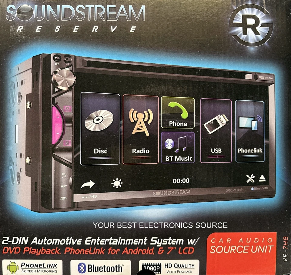 NEW Soundstream VR-7HB 7" LCD, 2-DIN DVD/CD Digital Media Radio, Bluetooth - Image 1 of 1