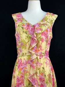 EMMA And MICHELE Butter Yellow Floral Womens Dress SIZE 10 Prairie Artsy - Picture 1 of 13