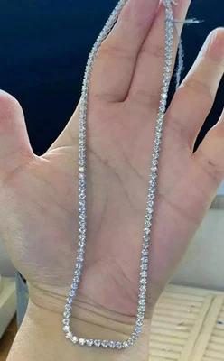 20TCW Round Cut Lab Created Diamond Unisex Tennis Necklace 14k White Gold Plated - Image 1 of 4