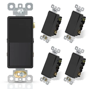 5 Pack Black Decorator Rocker Light Switch 4 Way 15A UL Listed - Picture 1 of 7