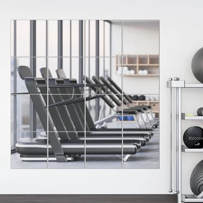 Paquetes de 16 Espejos de Gimnasio en Casa 12 x 12 Azulejos Espejos Montados en la Pared, Cuadrados Pared Grande... Foto 1 de 4