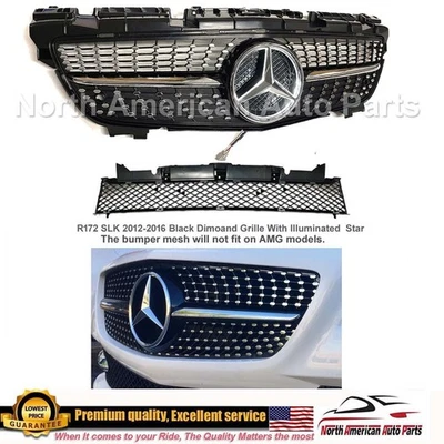 Grelha SLK R172 Black Diamond 2012-2016 SLK200 SLK300 estrela de LED iluminada nova - Imagem 1 de 4