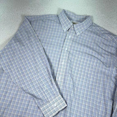 Camisa con botones Roundtree & Yorke Gold Label para hombre 17 33 azul amarillo a cuadros Foto 1 de 4