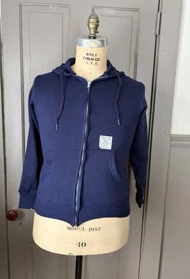 Sudadera con capucha y cremallera completa azul marino nueva de colección de los años 70 M Montgomery Ward sudadera con capucha Foto 1 de 4