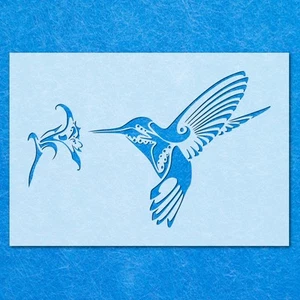 Kolibri Blume Schablone, Mylar Airbrush Malerei Wandkunst Basteln - Bild 1 von 30