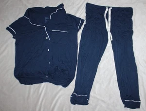 Sterne oben Damen M schön weicher Kurzarm Kerbkragen Pyjama Set - Bild 1 von 1