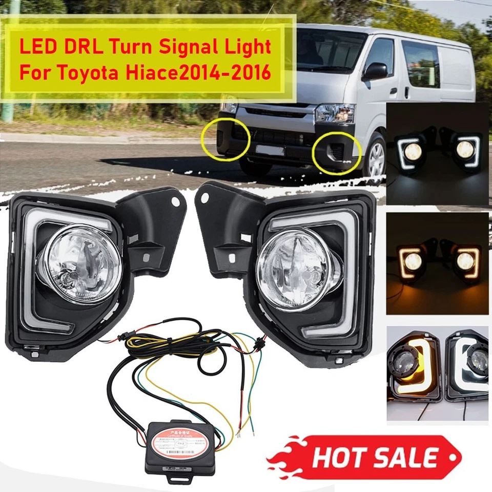 2X Para Toyota Hiace 2014-2018 Luz de circulación diurna Luz de señal de giro antiniebla de conducción Foto 1 de 4