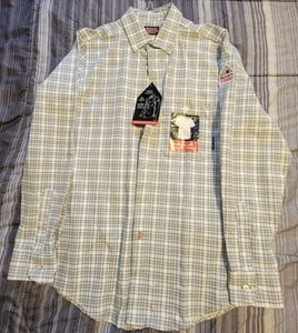 Bulwark FR Button Down Charcoal Plaid Work Shirt - Picture 1 of 8