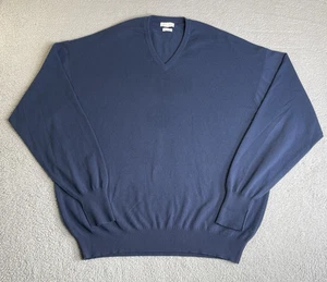 Maglione vintage John Laing cashmere scollo a V uomo circonferenza petto 60 in blu made in Scotland - Foto 1 di 24