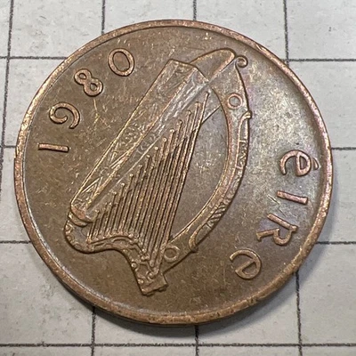 1980 Irish 1 P Coin - Circulated - Free Shipping - Image 1 of 4