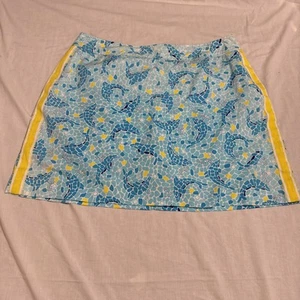 Falda Lilly Pulitzer Con Delfines Azules Y Tiras Amarillas Mujer Talla 16 - Imagen 1 de 12