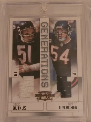 2009 PANINI THREADS GENERATIONS DUAL GAME JERSEY BUTKUS URLACHER 24/250 BEARS - Image 1 of 2