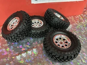 AXIAL SCX10 Crawler Scaler  1982 Chevy Wheels Tires Chrome Hubs 12mm 1/10 Nice! - Picture 1 of 5
