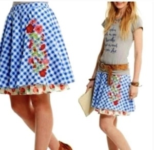 Falda Matilda Jane Holandesa Manzana Azul Blanco Cuadros Guinga Fresa Volantes Pequeña - Imagen 1 de 5