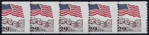 2523 Misperf Error / EFO Strip of 5 Flag Over Mt Rushmore Mint NH (S1) - Picture 1 of 1