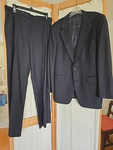 Bernard Hill Suit Black Pinstripe Suit 42R Wool Jacket Pants 34 - Picture 1 of 12