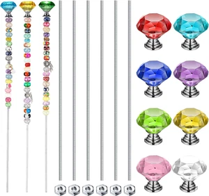 Pelopy Pack of 8 DIY Fairy Garden Beaded Stakes Wands Kit 8 Pcs of 8/32 Inch 12 - Picture 1 of 12