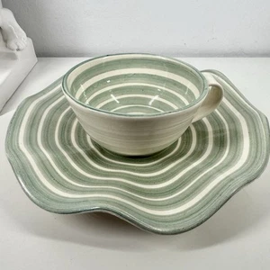 LINDA MARKS Ceramic CUP/SAUCER SET Studio Pottery Exclusive BARNEY'S Chelsea NY - Picture 1 of 13