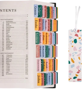 Bible Tabs for Women and Men Boho Theme 75 Large Print Bible Tabs and 1 Bookmark - Picture 1 of 12
