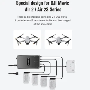 6 IN 1 Battery Charger 120W Charging Hub Dual USB for DJI Air 2S /Mavic Air 2 - Picture 1 of 20