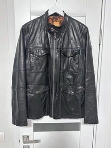 Hugo Boss Orange Leather Jacket Mens Casual Size 50 Black - Picture 1 of 8