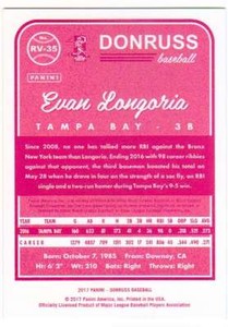 2017 Donruss 1983 Retro Variation Magenta Back #35 Evan Longoria Rays