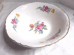 Scio Pottery 1940's Hazel Round Vegetable Serving Bowl Floral Gold Trim 8 1/2" - Bild 1 von 12