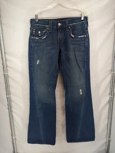 Pantalones de mezclilla True Religion World Tour sección Joey fila 30 asientos 33 bolsillos con solapa lavados medianos - Imagen 1 de 11