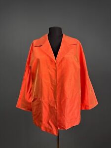 Max Mara 100% Silk Orange Open Front Blazer Luxury Jacket Overshirt Sz UK6 IT38