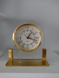 Linden Quartz Desk Clock Gold Tone Finish, Tested mid century modern Hong Kong - Picture 1 of 9
